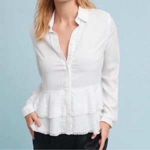 ANTHROPOLOGIE Cloth & Stone White Front Button Up Shirt Size XS